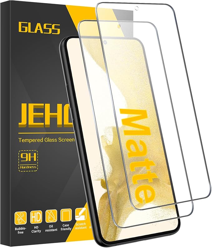 [2 Pack] Matte Screen Protector for Samsung Galaxy S22 9H Tempered Glass Ultrasonic Fingerprint Support Anti-glare Scratch-Resistant Bubble-Free