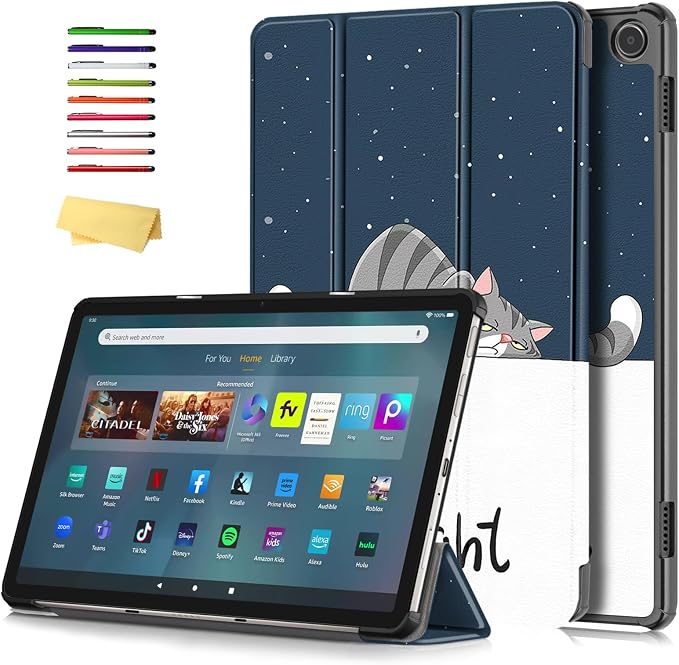 Slim Case for Amazon Fire Max 11 Tablet (13th Generation 2023 Release) Trifold Lightweight Hard Shell PU Leather Stand Folio Protective Cover with Auto Wake/Sleep Colored Graffiti Doodle