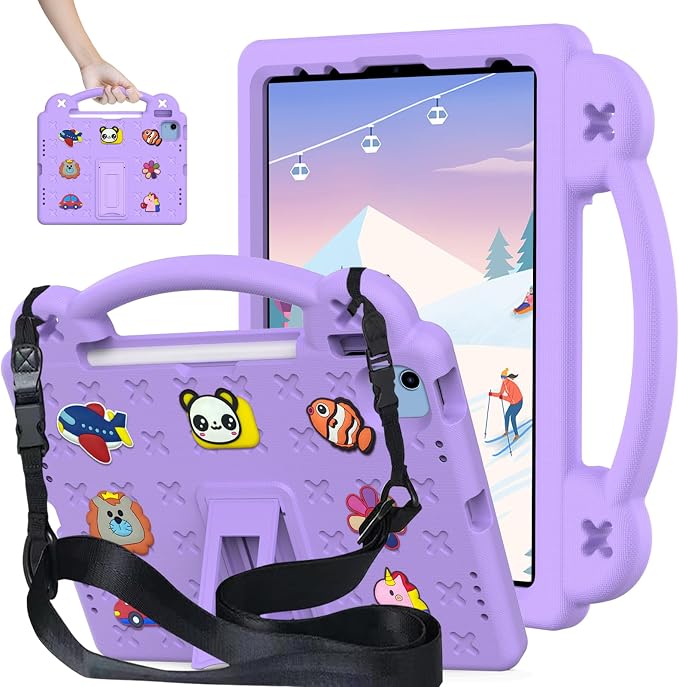 YRH Kids Case for iPad A18 (2026) Gen 12 / for iPad A16 (2025) with Strap Handle Stand EVA Shockproof Cover for iPad 12th Generation 11'' Blue