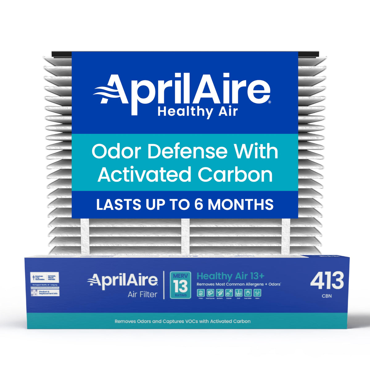 Genuine AprilAire 413CBN Replacement Filter for AprilAire Whole House Air Purifiers - MERV 13 with Carbon, Healthy Home Allergy + Odor Reduction, 16x25x4 Air Filter (Pack of 1)