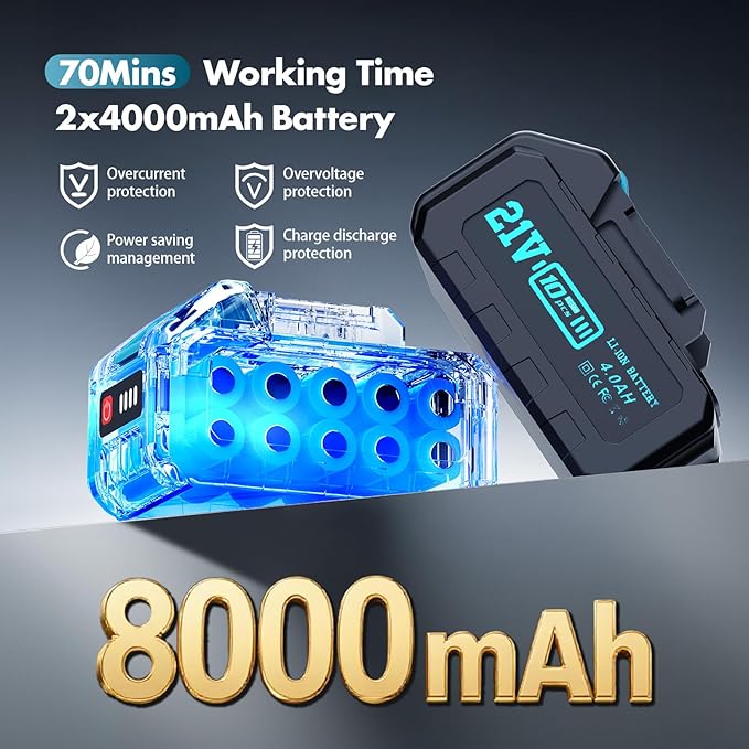 700W Cordless Vacuum Cleaners for Home with 2*Battery 8000mAh, 60kPa Brushless Rechargeable Stick Vacuum with 3 Mode, 6 In 1 Portable Handheld Cordless Vacuum for Pet Hair /Hardwood Floor/Carpet /Dorm