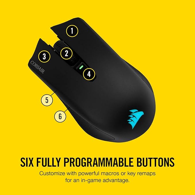 Corsair Harpoon Wireless RGB Lightweight FPS/MOBA Gaming Mouse – 10,000 DPI – 6 Programmable Buttons – Low-Latency Bluetooth – iCUE Compatible – PC, Mac, PS5, PS4, Xbox – Black