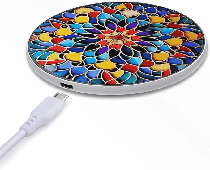 Moroccan Color Wireless Charger 10W Fast Charging Pad Anti-Slip Qi Certified Wireless Charging Pad Charging Station Portable Phone Charger for All Wireless Charging Smartphone