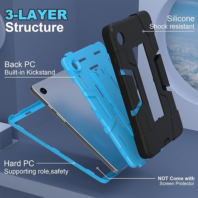 case for Galaxy Tab A9 8.7 2023 Case Hard PC Soft Silicone Kickstand Rugged Heavy Duty High Impact Protective Case for Samsung Galaxy Tab A9 8.7 Inch 2023 SM-X110 SM-X115 Black