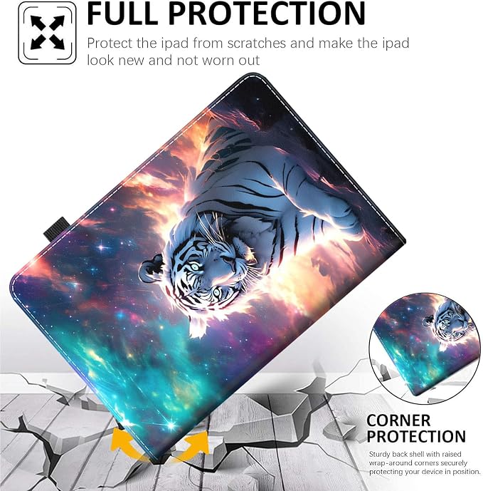 Case Fits Amazon Kindle Fire HD 8 &amp 8 Plus Tablet (12th Generation/10th Generation 2022/2020 Release) 8 Multi-Angle Smart Stand Cover Auto Sleep/Wake Space Corgi Dog