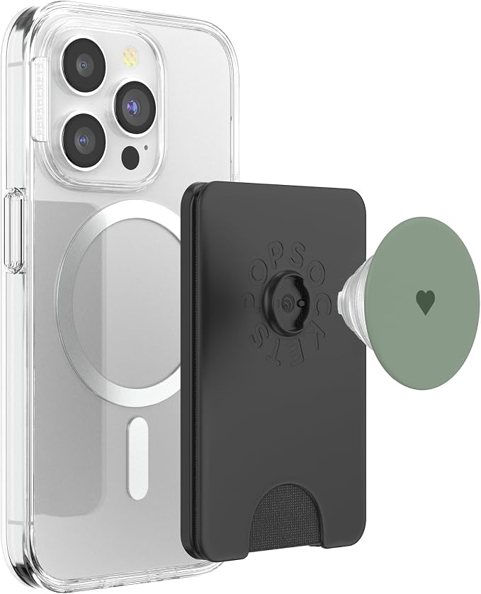 Calke Green Color Cute Heart Minimalist Love PopSockets PopWallet for MagSafe