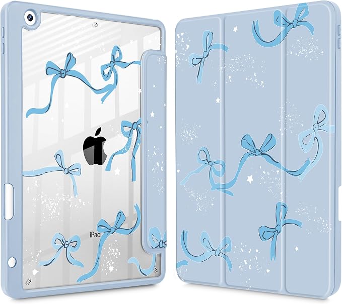 Tuiklol for iPad 10.2 inch 9th / 8th / 7th Gen 2021 2020 2019 Release Case | Built in Pencil Holder - TPU Protection Trifold Stand Stand Clear Back Tablet Cover With Auto Wake/Sleep Blue berries
