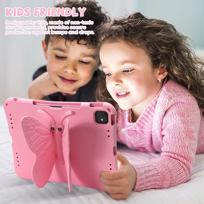 Kids Case for iPad Air 13 (2026/2025/2024) M4/M3/M2 &amp iPad Pro 13 2024 &amp iPad Pro 12.9 Cover 6th/5th/4th/3rd Gen (2022/2021/2020/2018) DIY Figures EVA Rubber Handle Stand Shockproof Bumper