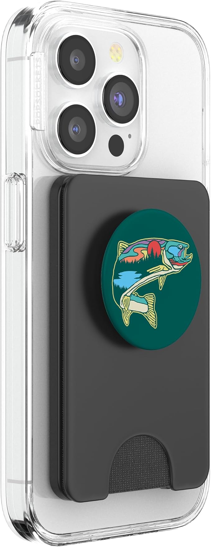 Nature Trout Illustration Vintage Fly Fishing Retro Design PopSockets Adhesive PopGrip
