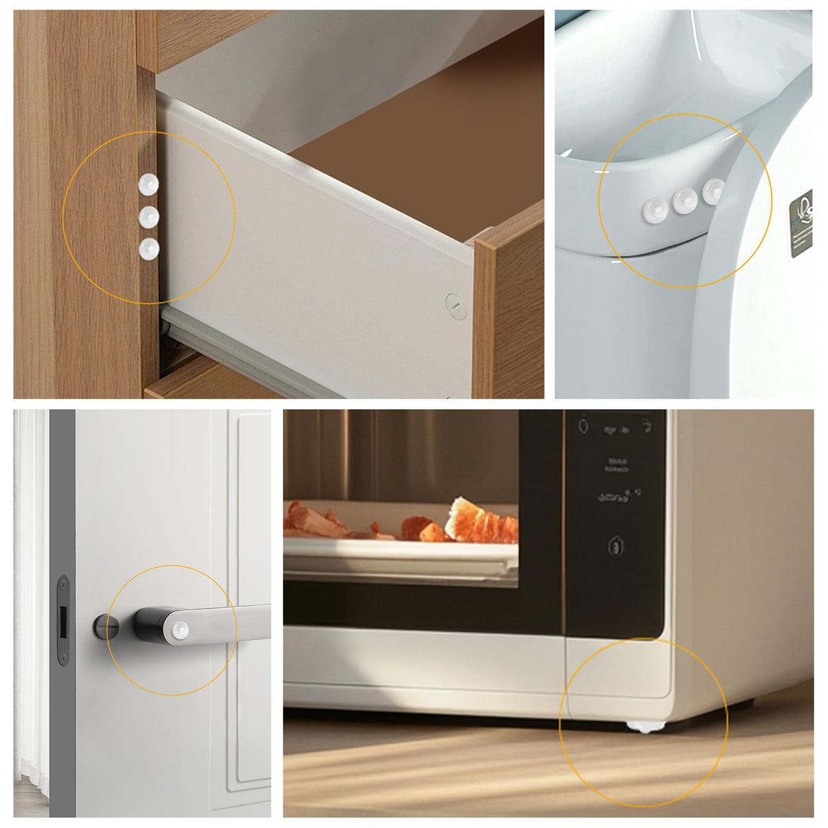Yijieww Self Adhesive Cabinet Door Bumpers, Sound Dampening Bumpers, Pads for Cabinet Doors, Drawers, Glass Tops, Picture Frames, Cutting Boards (100P)