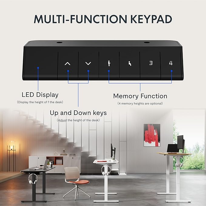 FLEXISPOT 55x24 Inch Electric Height Adjustable Standing Desk for Home & Office, Splice Board Desk for Computer Workstation, Study, or Creative Setup, Maple