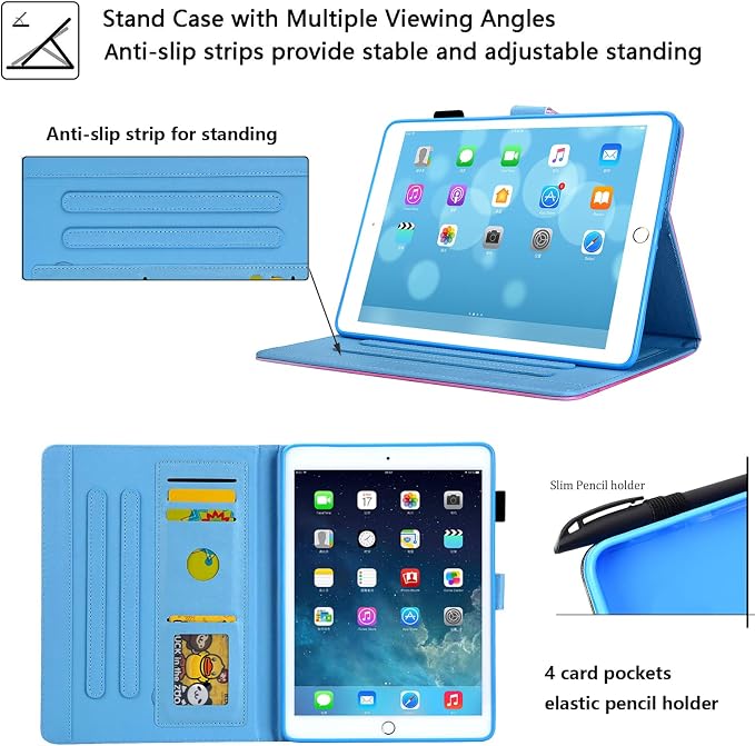 for Apple iPad 10.2 Case 2021/2020/2019 iPad 9th/8th/7th Generation Smart Cover with Pencil Holder [Auto Wake/Sleep] PU Leather Stand Folio Tri-fold Shockproof Thin Shell Colored Graffiti