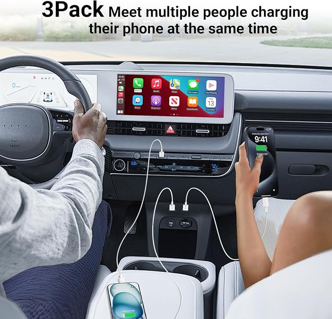Car Carplay Cable for iPhone 16 15 Pro Max 15 Plus Car Charger 6FT USB to USB C Cable for Car Charger Adapter Carplay USB C Cord Accessories Charging for iPad 10th Gen/iPad Pro Air 5th-DarkBlue