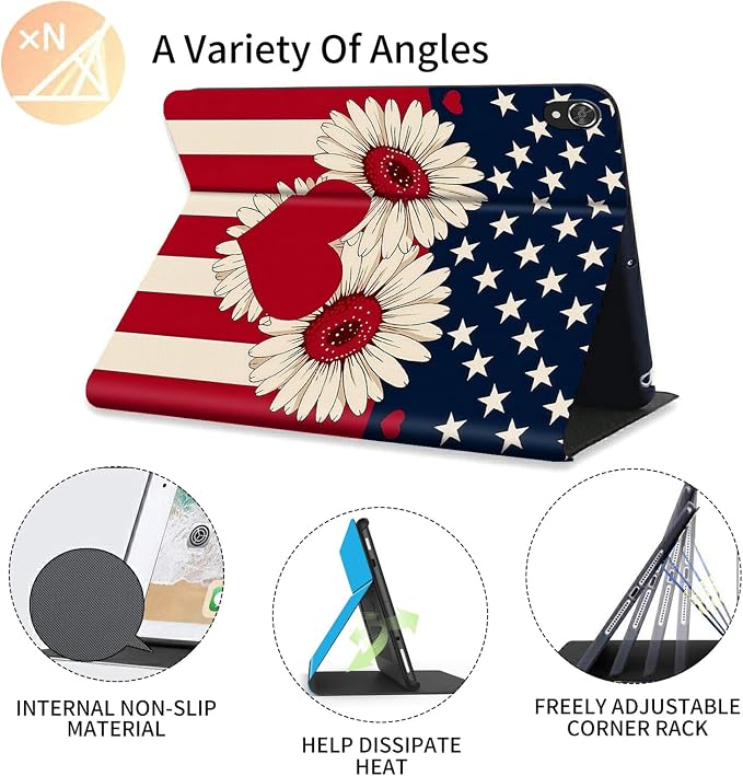 Case for iPad (A16) 11th Generation 11 Inch (2025) for iPad 10th Generation Case 10.9 Inch (2022)Slim Shockproof Shell PU Leather Stand Cover w/Auto Sleep Wake-American Eagle Rebirth of Fire