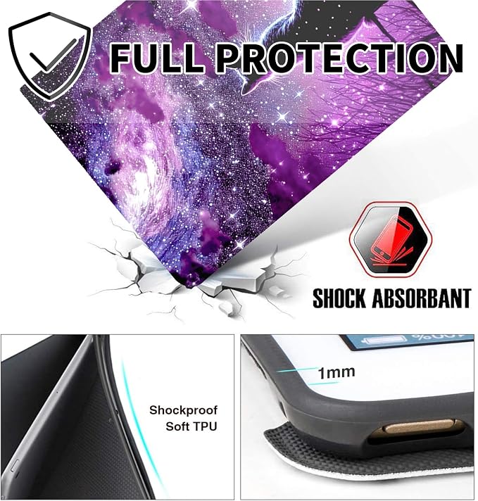 for 10.1 Amazon Fire HD 10 Tablet (13th Generation 2023 Release)PU Leather Multi-Angle Anti Slide Stand Cases with Auto Wake/SleepAnimals Dog Paws Galaxy