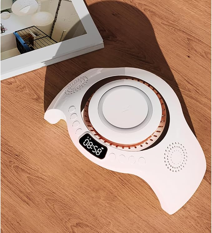 5 in 1 mutifunction Mobile Wireless Charger with Bluetooth Speaker UV Nail Lights Clock AlarmNight Light