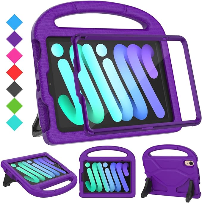 SUPLIK Kids Case for iPad mini 7 (A17 Pro) 2024 &amp iPad mini 6 2021 8.3-inch iPad mini 6th/7th Generation Case with Screen Protector Durable Shockproof Kids Cover with Handle Stand Black