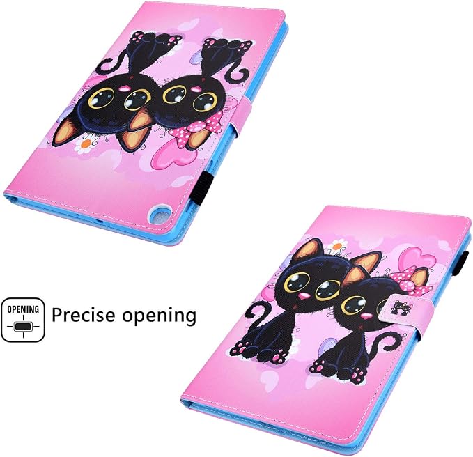 for Galaxy Tab A 8.4 Case 2020 Model (SM-T307/T307U) with Pencil Holder Pockets Multi-Angle Viewing Folio Stand PU Leather Shockproof TPU Cover for Samsung Tab A 8.4 T307 Black Rose Flower