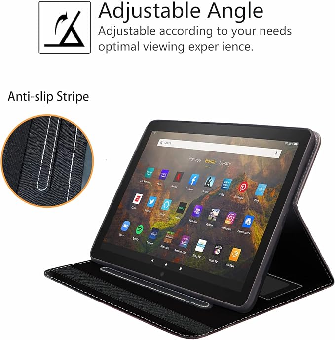 Case for Kindle Fire HD 10 Tablet 10.1 (9th/7th Generation 2019/2017 Release) - Slim PU Leather Stand Flip Cover with Card Slot &amp Pencil Holder Basketball Surface
