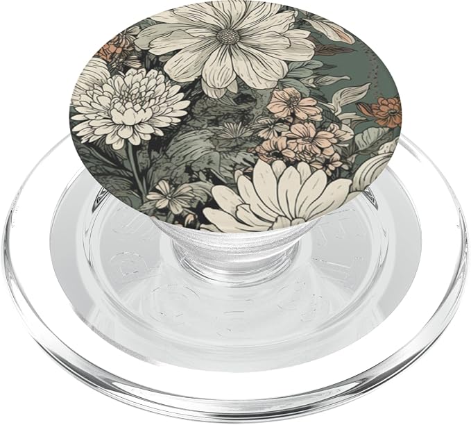 Flower Bouquet Floral Pattern Sage Green with Wildflowers PopSockets Adhesive PopGrip