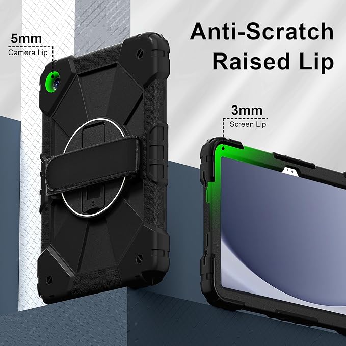 DreamerX for Samsung Galaxy Tab Active5 Pro 2025/Active 4 PRO/Active PRO 10.1 Case Heavy Duty Rugged Shockproof Drop Protection Cover with 360 Rotating Stand Handle Hand Strap Shoulder Strap Black