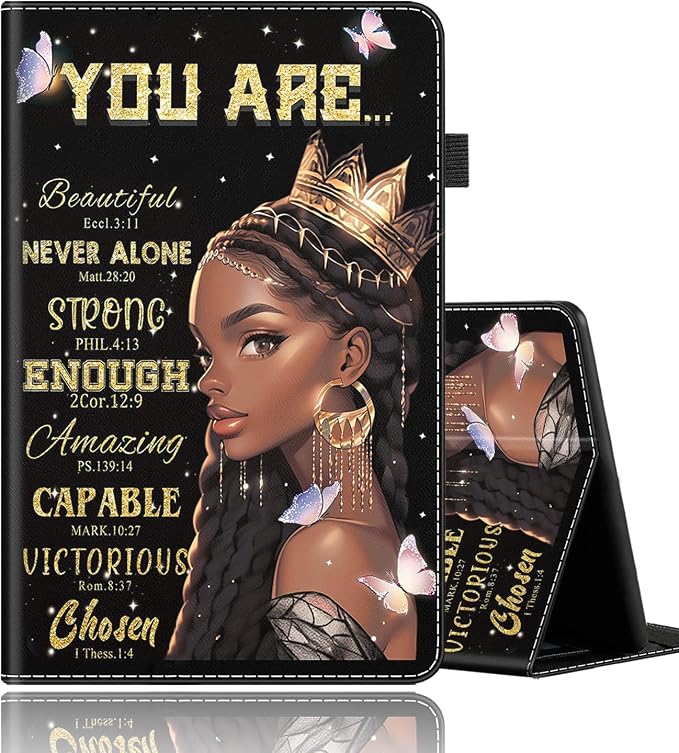 Case Fits All-New Amazon Kindle Fire HD 10 &amp 10 Plus Tablet (13th/11th Generation 2023/2021 Release) 10.1 Durable Shockproof Protective Cover with Auto Wake/Sleep，Black Woman Queen Afro Design