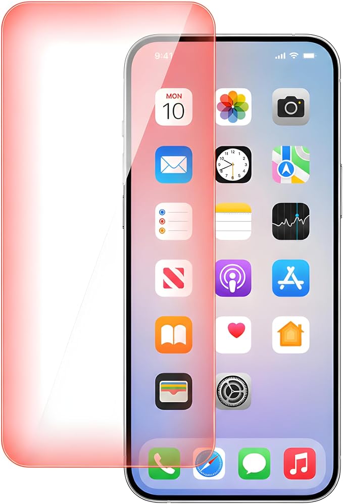 Red Light Converter Screen Protector for [iPhone 16 Pro] - 9H+ Anti-Blue Light Tempered Glass Eye and Skin Protection Ultra-Clear Color HD 12FT Shatter-Proof Touch Sensitive