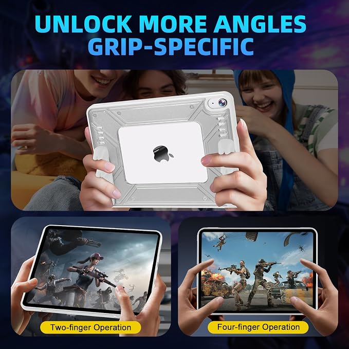 Gaming Case for iPad Air 11-inch M4/ M3/ M2 (2026/2025/2024) iPad Air 5th/ 4th Gen (2022/2020) 10.9 Inch Detachable Panel &amp Grip Auto Sleep/Wake Hollowed-Out Design (Black)
