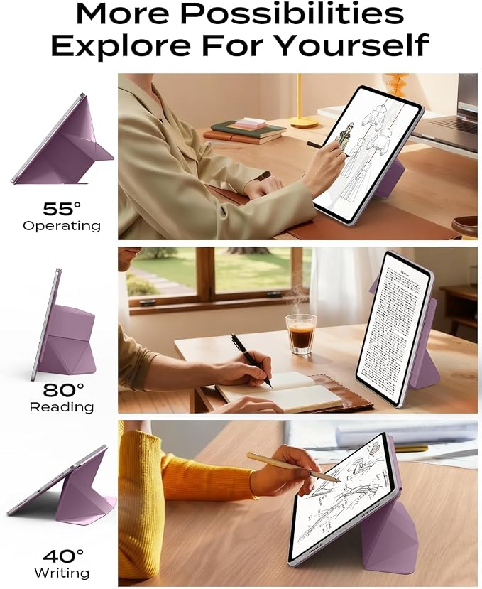 JKSML Dynamic Folio Case for iPad Air M4/M3/M2 11 &amp Air 4th/5th Gen 10.9 Detachable Pencil Holder 20+ Multi-Angle Origami Cover Slim &amp Ergonomic &amp Powerful Magnetic - Black