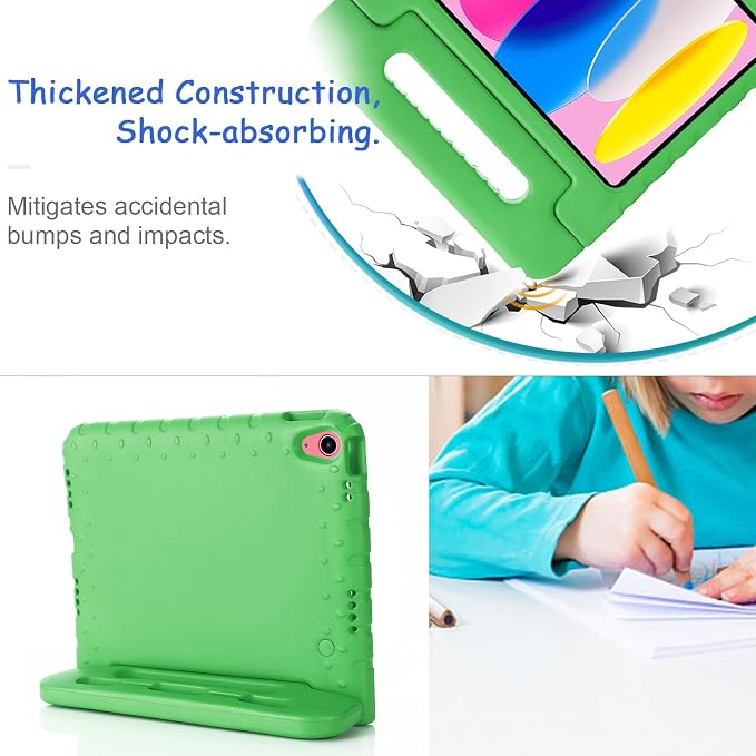 Kids Case for iPad Pro 11 M5/M4 &amp iPad Air 11 (2026/2025/2024) Shockproof Case with Pencil Holder Techcircle Light EVA Foam Handle Stand Bumper Protective Child Friendly Drop Proof Cover Black