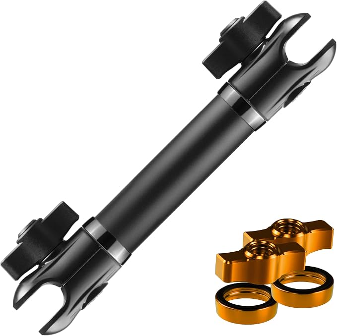 Tackform 10 Long 20mm Ball and Socket Arm DuraLock 20 Series Aluminum Tube Arm | Dual 20mm Sockets and Optional Anti-Theft Knobs | Black