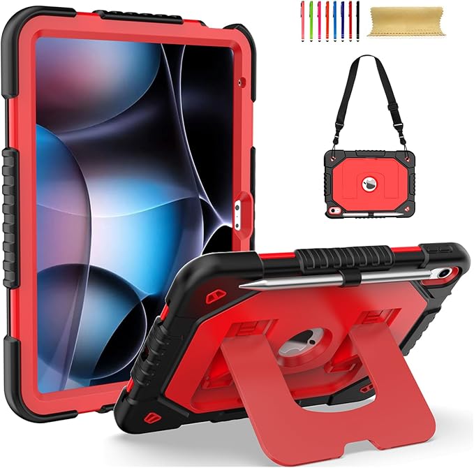 Dteck for Apple iPad 11 inch (A16 11th Gen) iPad 10.9 inch (10th Gen) Slim Clear Case with Kickstand Pencil Holder Reinforced Shockproof Corners Soft TPU Lightweight Protective Cover Transparent