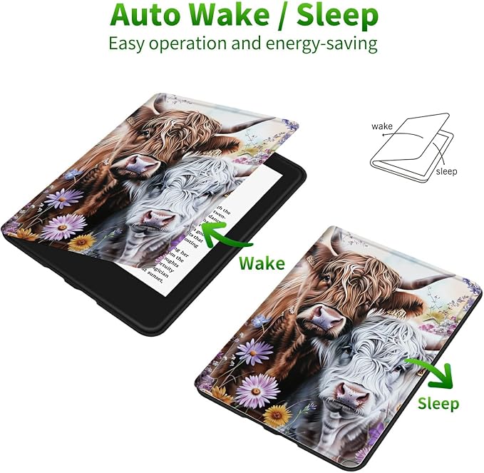for 6 Kindle 11th Generation 2024/2022 Release Case (Model No: C2V2L3) E-Reader Multi-Angle Viewing Shockproof Smart Protective Case with Auto Wake/Sleep Baseball