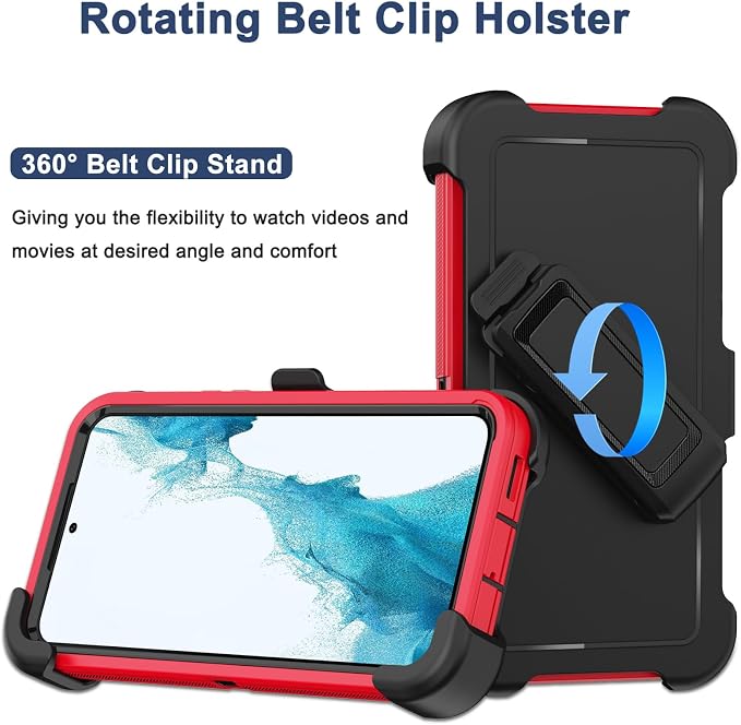 for Samsung Galaxy S22 Plus Case with Belt Clip Holster 2X Screen Protector [Military Grade Protection] Heavy Duty Full Body Shockproof Rugged Protective Cover for Samsung S22 Plus 5G Black