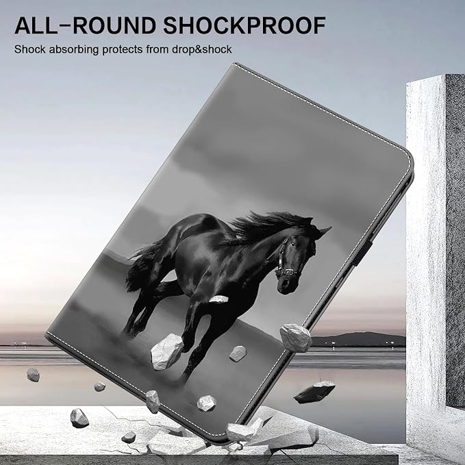 ALILANG Case for Google Pixel Tablet 11 Inch 2023 with Stylus Folio Book Style Shockproof Folding Stand Cover for Google Pixel Tablet Case -Black Horse
