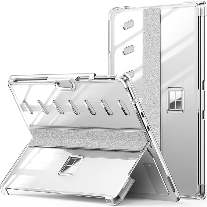 INFILAND Clear Case for Microsoft Surface Pro 11 Edition / 10/9-13 Inch - Crystal Clear Hard PC Shell Anti-Scratch Protective Cover Compatible with Type Cover Keyboard (Crystal Black)