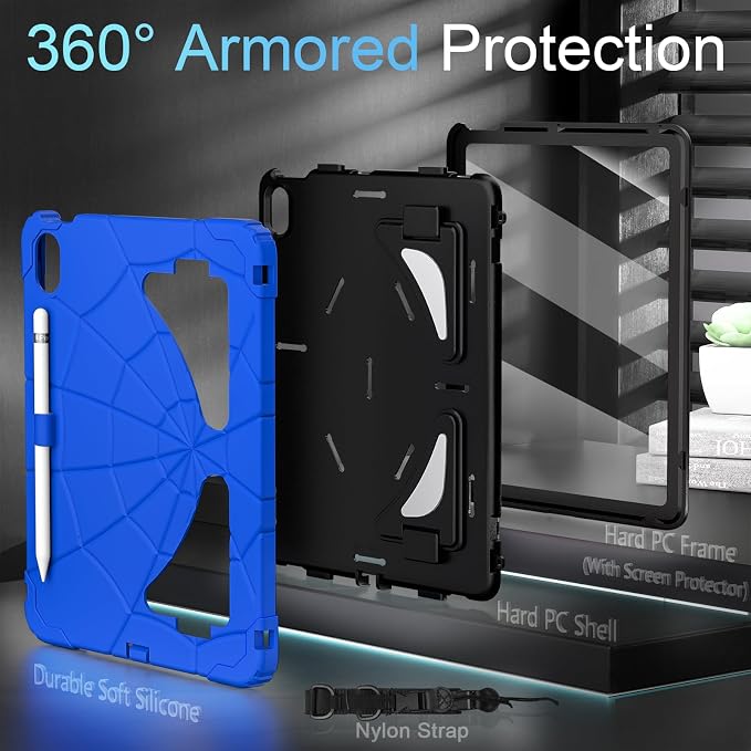 Auizotl Case for iPad (A16) 11'' 11th/10th Generation 10.9'' 2025/2022iPad Case 10th Generation with Screen ProtectorHeavy Duty Shockproof Cover for i Pad 11.0/10.9 InchBlack