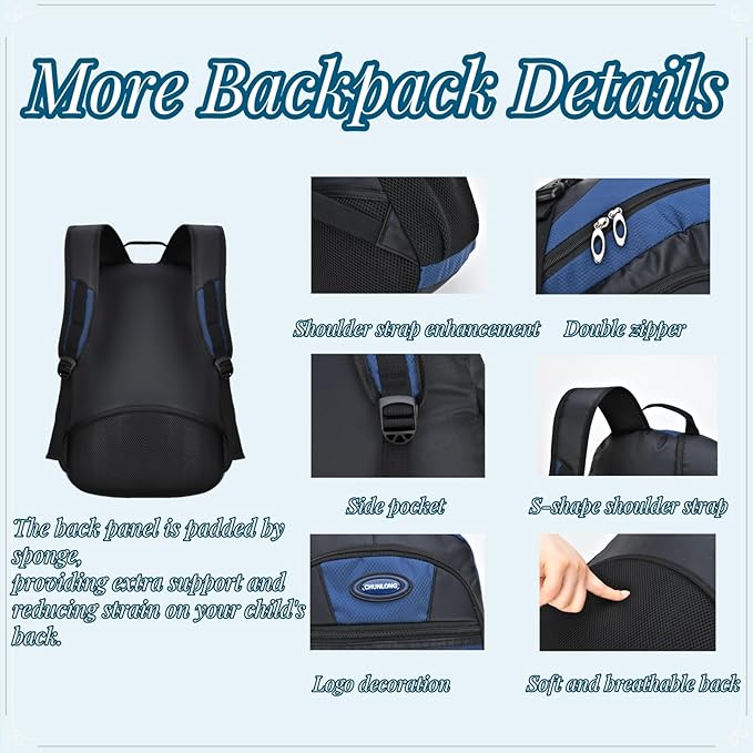 VIDOSCLA Teen Boys School Backpack Set Students Book Bags for Girls Backpack with Lunch Box