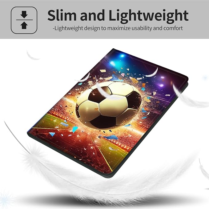 Case for iPad (A16) 11th Generation 11 Inch (2025)iPad 10th Generation 10.9 Inch (2022)PU Leather Slim Standing Smart Coverwith Auto Sleep/WakeBall on Fire