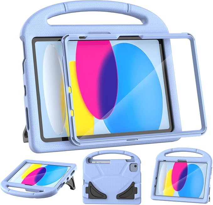 Kids Case for iPad (A16) 11th Generation 11 Inch 2025/iPad 10th Generation 10.9 Inch 2022 with Screen Protector and Pencil Holder Shockproof Handle Stand Cover for iPad 11/10 Gen Blue