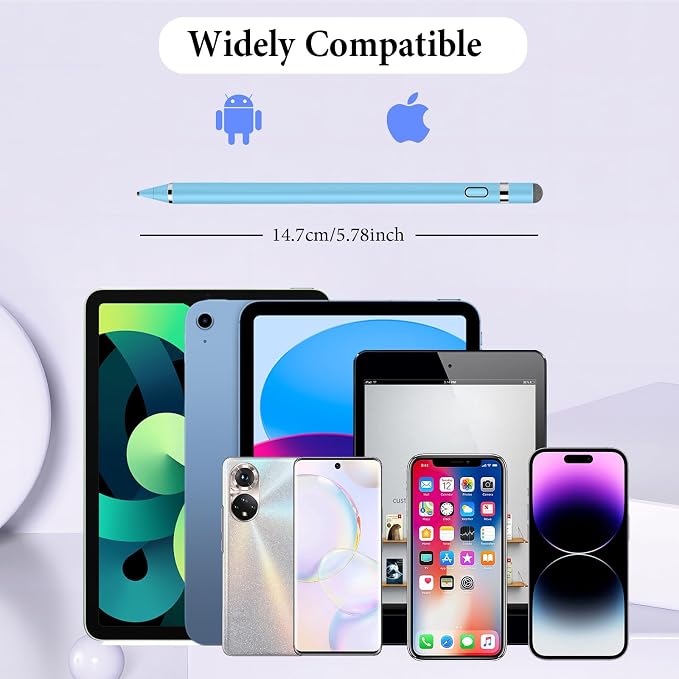 Stylus Pen for Touchscreen Kenkor Rechargeable Digital Fine Point Active Tablet Pencil Stylus Pen for iPhone/Switch/Android/Apple iPad Pro/Air/Mini/Samsung/Cellphone/Tablet Drawing &amp Writing - B