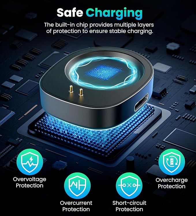 TiMOVO Dock Charger Compatible with Amazfit T-Rex 3/Balance 2, 3.3ft/1m Magnetic Replacement Charging Stand, Smartwatch Accessories