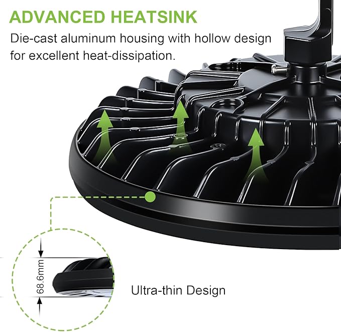 hykolity 6 Pack LED High Bay Light 150W, 5000K UFO LED High Bay Light Fixture with US Plug [450W MH/HPS Equiv.] 100-277V, 19,500lm, IP65 Commercial Warehouse Area Light for Wet Location