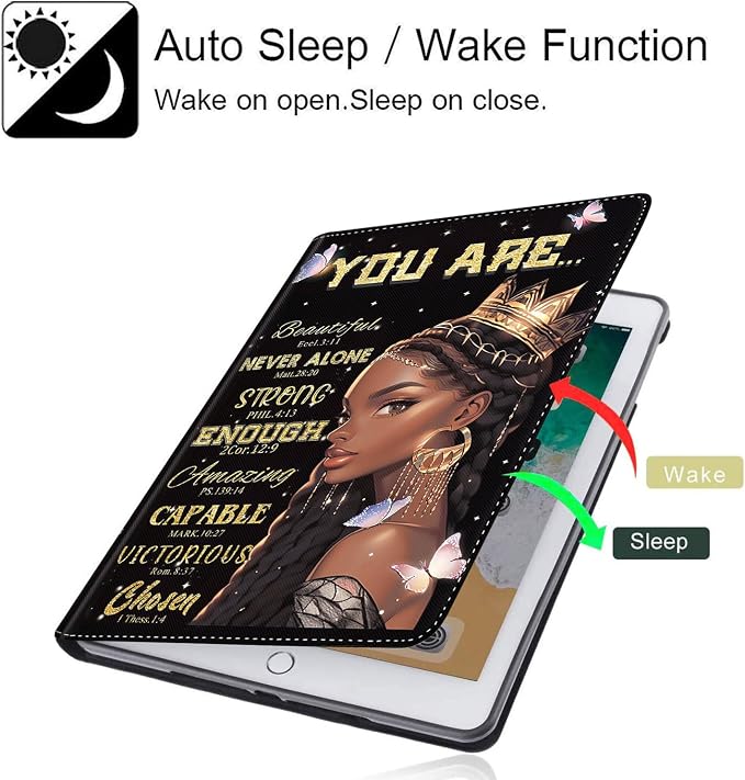 Case for iPad Pro 11 Inch 2022/2021/2020 (4th/3rd/2nd Gen) for iPad Air 5th / 4th Generation 10.9 Inch (2022/2020) Durable Shockproof Protective Cover，Black Woman Queen Afro Design