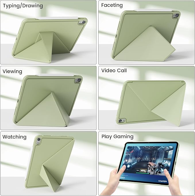Case for iPad A16 11th/10th Generation 11/10.9 inch Black | Magnetic Attachment Slim Soft TPU Protective Case Multi Angles Hidden Pencil Holder Shockproof Frame Auto Wake/Sleep