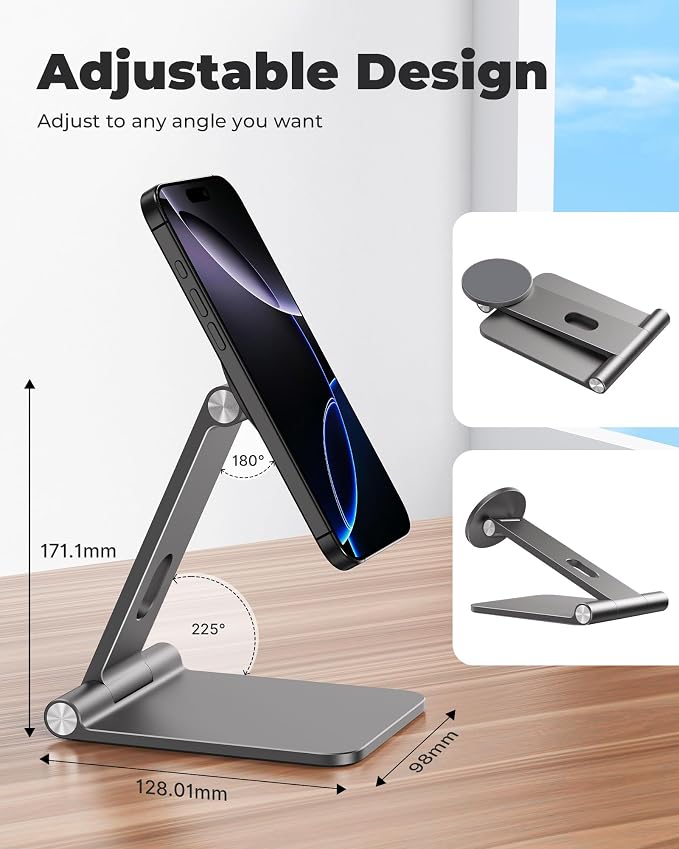 Foldable Magnetic Stand Holder for Nintendo Switch 2 iPhone | Aluminum Alloy Adjustable Design MagSafe-Compatible Portable Kickstand Mount Switch 2 Accessories for Desktop &amp Travel