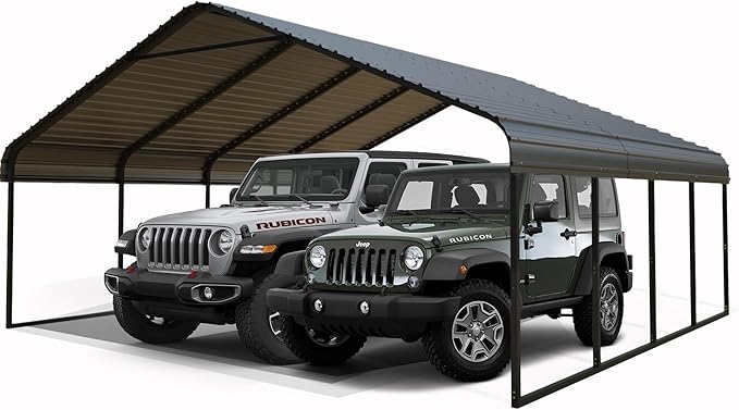 Durable 20x20 FT Metal Carport Heavy Duty for 2 Cars - Large Garage Shelter Solution, Safe Boat Cover Canopy for Outdoor, Galvanized Steel Roof & Frame Car Ports for Yard