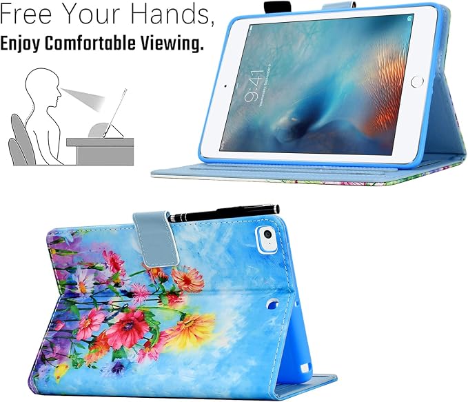 Case for iPad 9th/8th/7th Generation iPad 10.2 Case (2021/2020/2019 Model iPad 9/8/7 Case) PU Leather Folio Folding Stand Cover for iPad 10.2 inch Auto Wake/Sleep Hummingbird