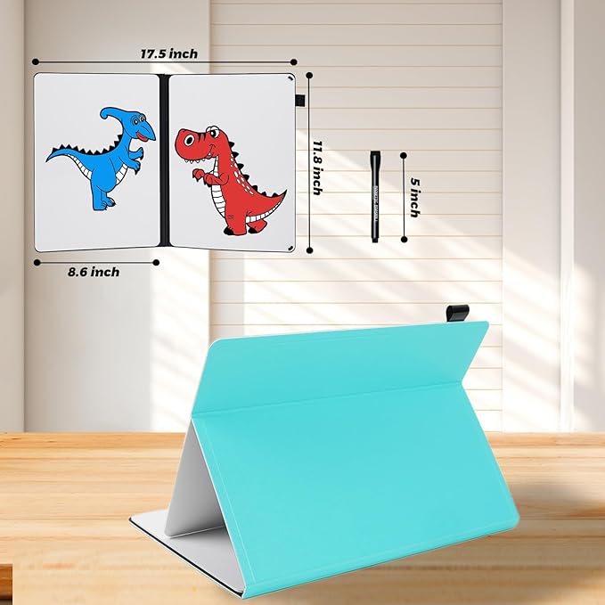 Portable White Board Small Dry Erase Board, 9" x 12" Double Sided Folding Whiteboards with 3 Pens, A4 Reusable Notebook with Storage Mesh Bag for Study, Meeting, Draft, Notes, Doodling