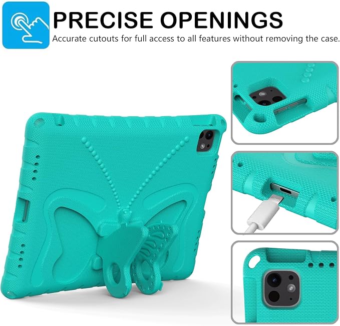 Kids Case for iPad Air 13 (2026/2025/2024) M4/M3/M2 &amp iPad Pro 13 2024 &amp iPad Pro 12.9 Cover 6th/5th/4th/3rd Gen (2022/2021/2020/2018) DIY Figures EVA Rubber Handle Stand Shockproof Bumper